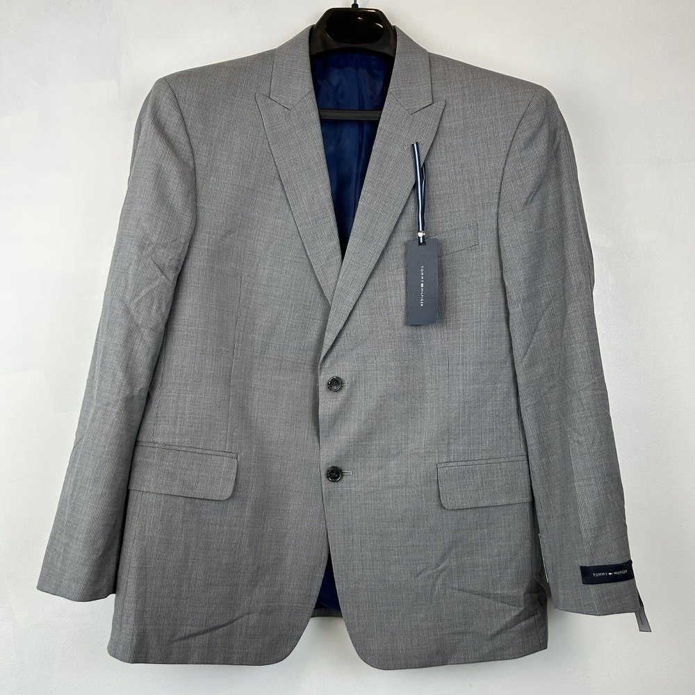 Tommy Hilfiger Suit Jacket Mens 42 Trim Fit Classically Tailored Wool Gray New